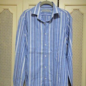 ETRO Hi-Brand Shirt for Men, size 40 M, blue with cool design, cotton, new